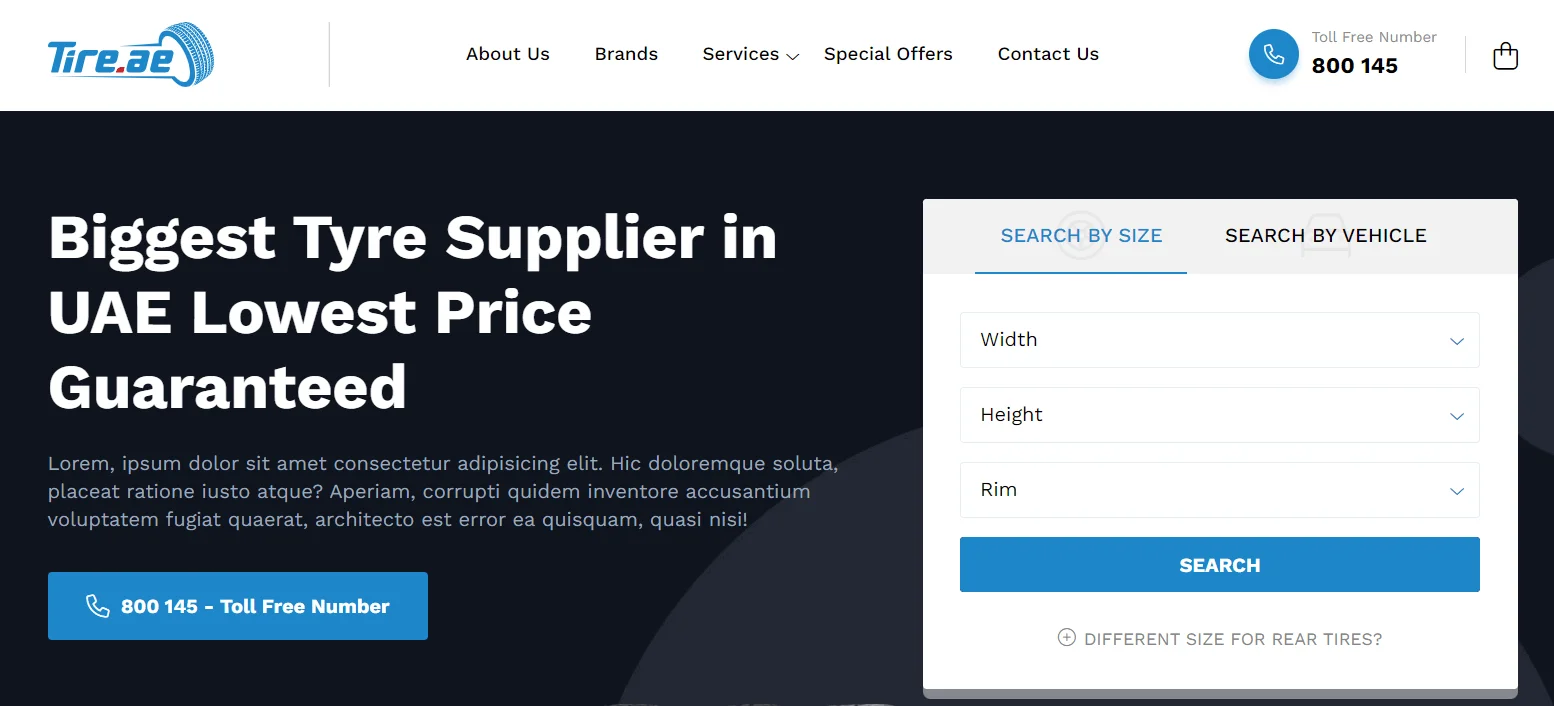 Tire.ae Search By Size